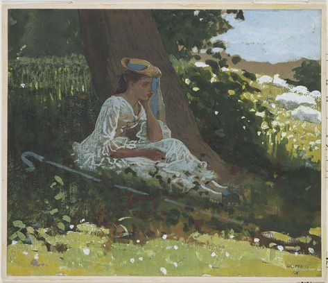 winslow homer, 1878 | opaque watercolour over graphite pencil on paper | 17.8x21 | museum of fine arts, boston Winslow Homer Paintings, Natural Wood Texture, Winslow Homer, Bo Peep, Art Series, Sky And Clouds, Museum Of Fine Arts, Vintage Photography, American Artists