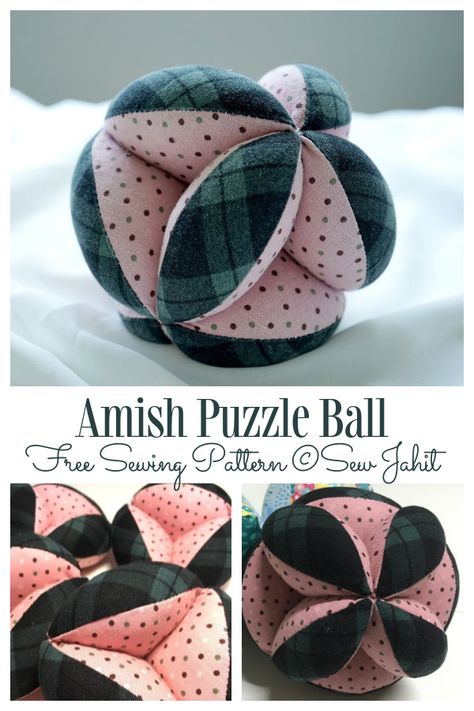 Amish Puzzle Ball Free Sewing Pattern | Fabric Art DIY Montessori Ball Pattern, Amish Puzzle Ball, Fabric Art Diy, Amish Lifestyle, Baby Ball Toy, Handmade Baby Toys, Fabric Balls, Baby Ball, Fabric Sewing Patterns