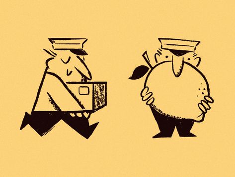 Mailman! by Joshuah X. Miranda on Dribbble Canopy Restaurant, Mcm Illustration, Logos Vintage, Logos Retro, Sticker Inspo, Wallpaper Retro, Mid Century Illustration, Logos Ideas, People Illustration