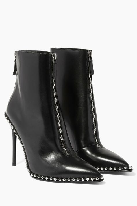 Alexander Wang Heels, Wang Heels, Alexander Wang Boots, Chic High Heels, Fancy Heels, Alexander Wang Shoes, Custom Shoes Diy, Studded Ankle Boots, Shoes Heels Classy