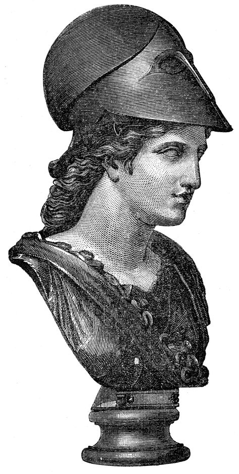 Illustration from "Illustrerad verldshistoria utgifven av E. Wallis. volume I": Athena. From British Museum. Athena Sketch, Athena Illustration, Athena Drawing, Athena Tattoo, Helmet Drawing, Ancient Athens, Esoteric Art, British Museum, Greek Mythology