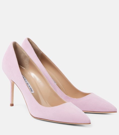 Pink Suede Heels, Manolo Blahnik Pumps, Designer Pumps, Manolo Blahnik Shoes, Blue Pumps, Pink Pumps, Sheepskin Boots, Evening Shoes, Patent Leather Pumps