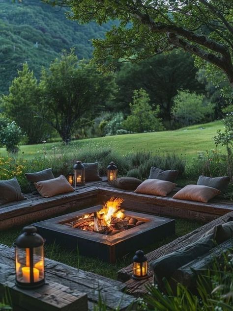 Backyard Renovations, Backyard Fire, Outdoor Decor Backyard, Fire Pit Backyard, Backyard Makeover, Backyard Patio Designs, Dream House Exterior, Outdoor Fire, Outdoor Fire Pit