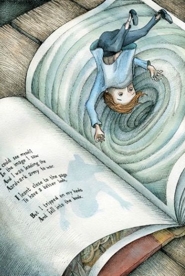 Falling in  (Illustration by Adam Oehlers) This is how I feel when I loose myself in a book. Adam Oehlers, Book Artwork, Reading Art, World Of Books, Whimsical Illustration, Magic Book, Book Inspiration, Childrens Art, Children's Book Illustration