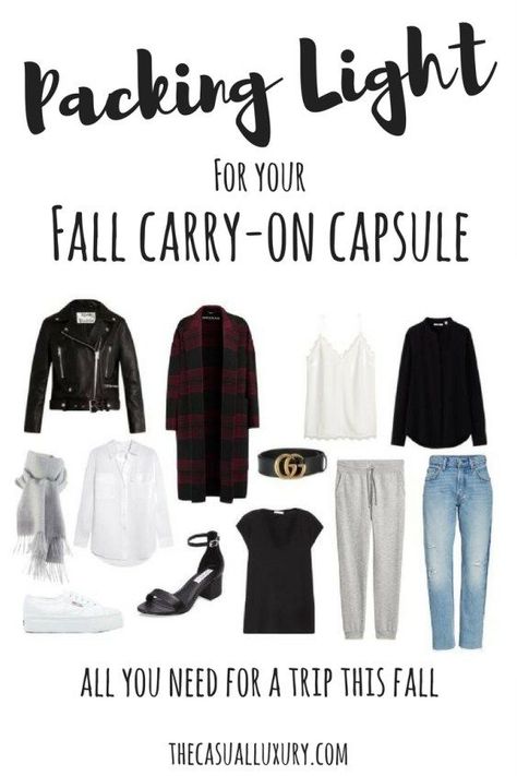 Packing List for Fall // Carry-On Packing List // How to Pack for a Weekend // Carry-On Capsule Wardrobe // Fall Packing List // Fall Wardrobe Luxury Travel Essentials, Fall Packing List, Weekend Packing List, Fall Packing, Minimal Packing, Weekend Packing, Fall Travel Outfit, Carry On Packing, Travel Capsule Wardrobe