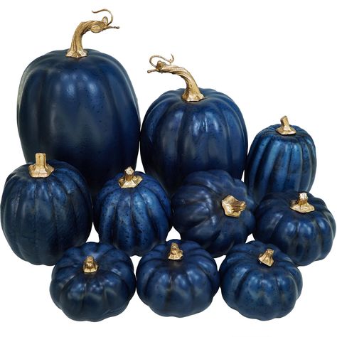 Blue Fall Decor, Halloween Table Centerpieces, Decorative Pumpkins, Gold Pumpkins, Artificial Pumpkins, Foam Pumpkins, Black Pumpkin, Faux Pumpkins, Blue Pumpkins