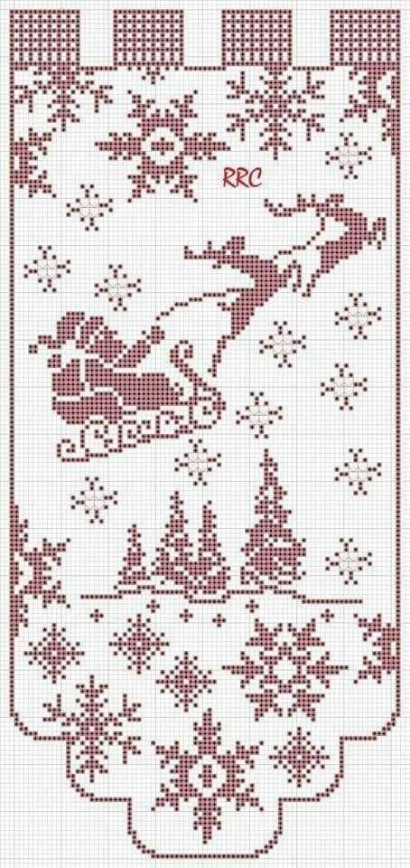 Filet Crochet Charts, Crochet Xmas, Fillet Crochet, Xmas Cross Stitch, Cross Stitch Christmas, Crochet Christmas Decorations, Crochet Curtains, Crochet Ornaments, Stitch Christmas