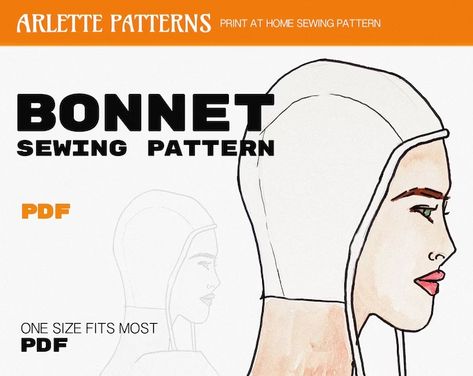 ArlettePatterns - Etsy Vintage Bonnet Pattern, Bunny Bonnet Pattern, Medieval Coif, Bonnet Sewing Pattern, Lace Top Styles, Bunny Bonnet, Quick Sew, Bonnet Pattern, Sewing Alterations