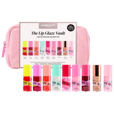 The Lip Glaze Vault Limited Edition Holiday Value Set - iNNBEAUTY PROJECT | Sephora Preppy Perfume, Sephora Holiday, Lip Oils, High Shine Lip Gloss, Berry Fruit, Holiday Gift Sets, Lip Glaze, Holiday Set, Recyclable Packaging