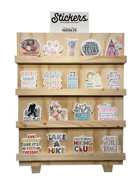 Wholesale Tabletop Sticker Display for your store | Faire Retail Sticker Display Ideas, Sticker Vendor Display, Sticker Stand Display, Craft Fair Sticker Display, Sticker Vendor Booth, Diy Sticker Display Stand, Sticker Display Ideas Retail, Sticker Display Ideas, Sticker Display