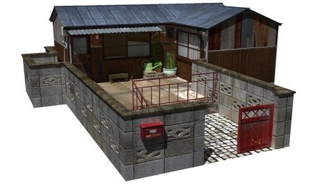 ArtStation - Japanese Tiny House, Marianne Veirard Japanese Home Exterior, Japanese Tiny House, Japanese House Exterior, Chinese Courtyard, Japanese Buildings, Asian House, Japanese Style House, Thatched House, Traditional Japanese House