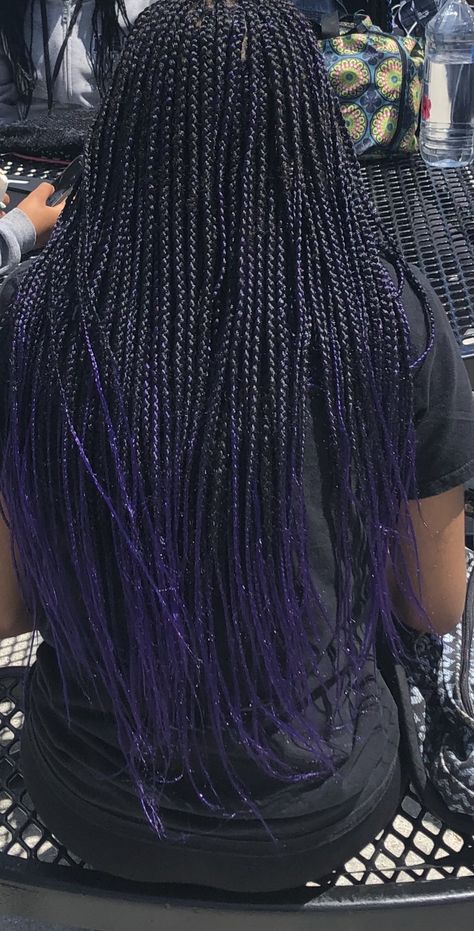 Purple Ombré Braids, Violet Box Braids, Dark Purple Braids For Black Women, Dark Purple Box Braids, Purple Ombre Box Braids, Purple And Black Box Braids, Dark Purple Braids, Black And Purple Braids, Purple Braids For Black Women