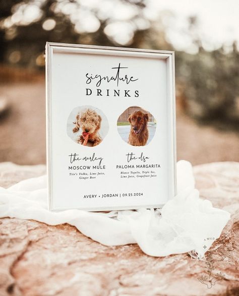 Dog Signature Drink Sign Pet Signature Cocktail Sign | Etsy Dog Signature Cocktail, Dog Signature Drink, Signature Drink Sign, Cocktail Sign, Signature Cocktail Sign, Wedding Drinks, Cocktails Sign, Signature Drinks Sign, Drink Signs