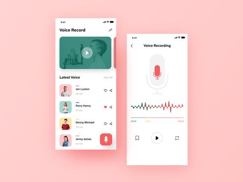 Voice Recorder App by Manoj Dalvadi Social App Design, Plant App, Voice App, Motivation App, Web Platform, Voice Recorder, Ui Design Inspiration, Minimal Web Design, App Ui Design