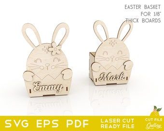 Easter Laser Cut, Easter Bunny Treats, Custom Bunny, Laser Cut Box, Crate Diy, Bunny Treats, Easter Bunny Basket, Personalized Easter Bunny, Bunny Basket