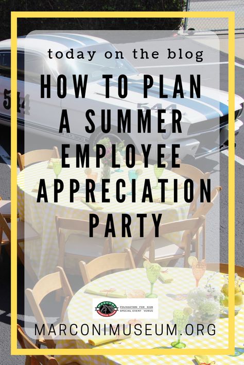 How do you plan a summer employee appreciation party? Well, step one: book it at The Marconi. We are telling you, nothing beats a summer BBQ surrounded by muscle cars and gingham.  But if you need more convincing then that ^^^ here we go… click to learn how to plan a summer employee appreciation party. Staff Picnic Ideas, Employee Appreciation Event Ideas, Employee Appreciation Bbq Ideas, Employee Appreciation Events, Employee Appreciation Party Decorations, Summer Appreciation Ideas, Employee Appreciation Theme Ideas, Summer Employee Appreciation Ideas, Employee Picnic Ideas