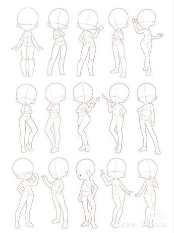 Drawing Base Standing, Front Facing Base Drawing, Cartoon Base Pose, Chibi Standing Pose, Art Base Chibi, Standing Drawing Reference, Chibi Pose, Chibi Sketch, Sketch Poses