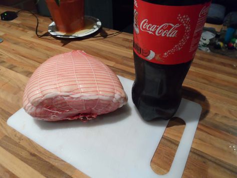 Coca Cola and Gammon Joint Gammon Cooked In Coke, Gammon In Coke, Christmas Gammon Recipes, Coke Roast, How To Cook Gammon, Slow Cooker Gammon, Roast Gammon, Gammon Recipes, Diet Coke Can