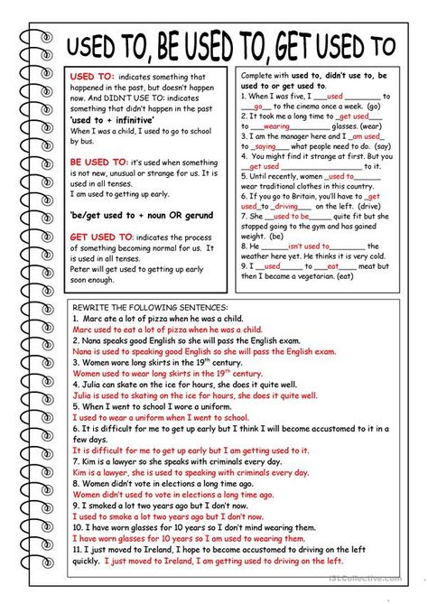 Used To Grammar Worksheets, Used To Grammar, Used To Worksheet, English Grammar Notes, Error Analysis, English Grammar Rules, Teaching English Grammar, The Worksheet, Answer Sheet