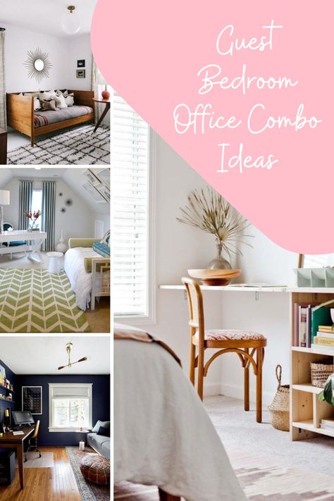 Small Office Guest Room, Bedroom And Office Combo Ideas, Guest Bedroom Office Combo, Small Guest Bedroom Ideas, Bedroom Office Combo, Guest Room Ideas, Guest Room Office Combo, Office And Guest Room, Guest Bedroom Home Office