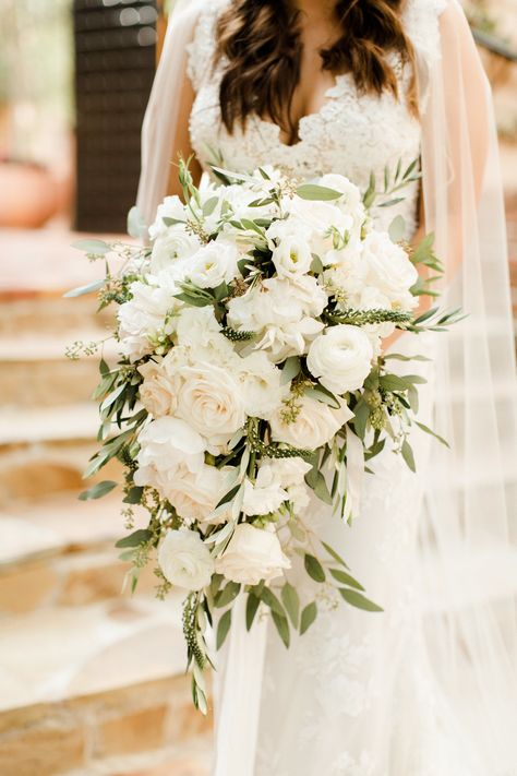 White Cascade Bouquet, Cascading Bouquet White, Vendela Rose, White Rose Bridal Bouquet, Bridal Wedding Flowers, Cascading Bridal Bouquets, White Rose Bouquet, Spring Wedding Bouquets, Cascading Wedding Bouquets