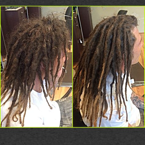 Before & After dreadlock maintenance. #caucasiandreads #caucasiandreadlocks #dreads #dreadlocks #hairllucinations #caucasiandreadlockmaintenance #georgiadreads #georgiadreadheads #atlantacaucasiandreadlocks #dreadsinsuwanee #dreadlockmaintenance #professionalcaucasiandreadlocks #dreadlocksalon Caleb Mclaughlin Dreads, Caucasian Dreads Women, Dreads Caucasian, Reattaching Dreadlocks, How To Install Double Ended Dreadlocks, Dreadlock Maintenance, Before After, Dreads Styles, Hair Stylist