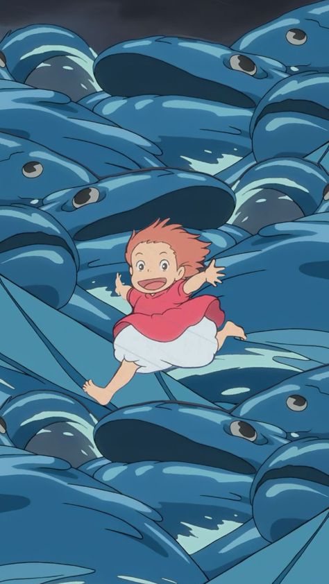 #ponyo #studioghibli Ponyo Studio Ghibli Poster, Ponyo Anime, Studio Ghibli Poster, Ghibli Tattoo, Studio Ghibli Background, Studio Ghibli Characters, Iphone Wallpaper Kawaii, Human Drawing, Studio Ghibli Movies