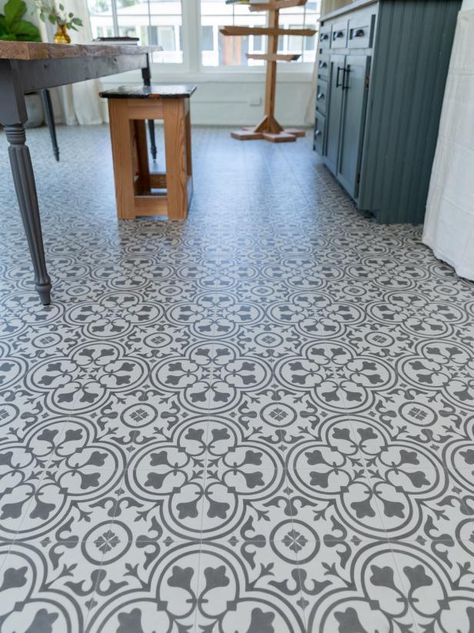 Kitchen Remodel Tile Floor, Modern Linoleum Flooring, Laminate Floor Tiles, Linoleum Flooring Kitchen, Linoleum Kitchen, Linoleum Kitchen Floors, Reno House, Home Town Hgtv, Ben Napier