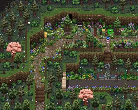 Perfection Farm - Decorating the Valley - Backwoods Stardew Valley Backwoods Design, Stardew Valley Aesthetic Farm, Terraria House Design, Stardew Valley Farms, Stardew Valley Layout, Stardew Valley Tips, Stardew Valley, The Valley, Minecraft