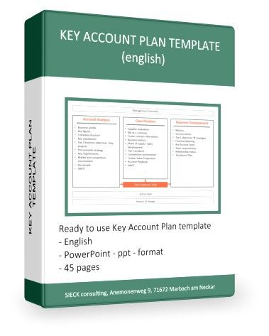 Do you want to create a Key Account Plan? Then benefit from this ready to use key account plan template, which many companies, such as Bosch, BASF, Mercedes-Benz, tesa, Würth and many more are already using internationally as a basis for their account planning. Structure of a Strategic Key Account Plan 45 pages designed in a proven structure! The format Microsoft Powerpoint makes it super easy for you to present your account plan to senior management or your account team! Key Account Management, Sales Goals, Company Structure, Sales Coaching, Account Management, Entrepreneur Branding, Job Employment, Learn Affiliate Marketing, Senior Management