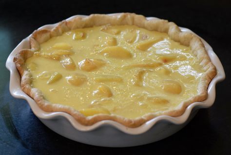 My Favorite Peach Custard Pie@judyschickens Peach Custard Pie, Peach Custard Pies, Peach Custard, Beautiful Pie Crusts, Peach Delight, Pie Crust From Scratch, Custard Pie Recipe, Peach Pie Recipes, How To Peel Peaches