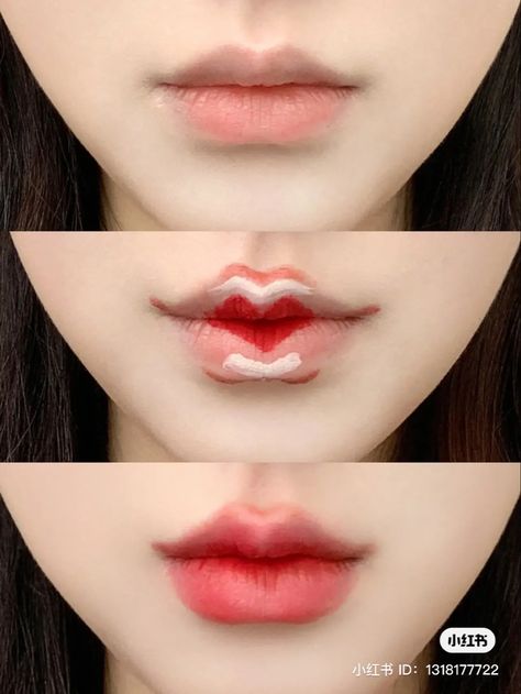 Douyin Lips, Bold Lip Makeup, Asian Makeup Tutorials, Korean Makeup Tutorials, Simple Makeup Tips, Doll Eye Makeup, Makeup Face Charts, Casual Makeup, Makeup Accesories