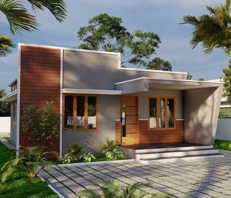 Kerala Small House Design, Kollam Kerala, Sketchup Rendering, Small House Model, Flat House Design, Elevation Ideas, Architecture Design Process, Kerala House, Small House Elevation