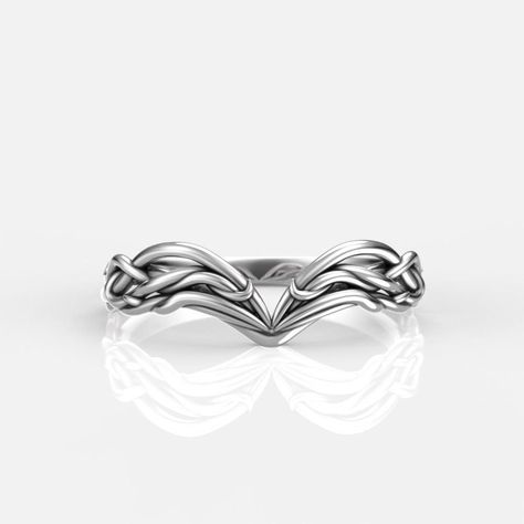 Embrace the magic of the woods with this Woodlands Vine Fantasy engagement ring.  Handcrafted from recycled gold and shaped for ultimate comfort, this unique design is perfect for nature-loving souls. Featuring a graceful, tapering band that's 6.8mm at its widest point, this silver masterpiece is ready to be sized to your exact specifications. Elvish Ring, Elven Ring, Art Nouveau Wedding, Nouveau Wedding, Curvy Wedding, Art Nouveau Weddings, Fairy Crown, Elven Jewelry, Fun Clothes