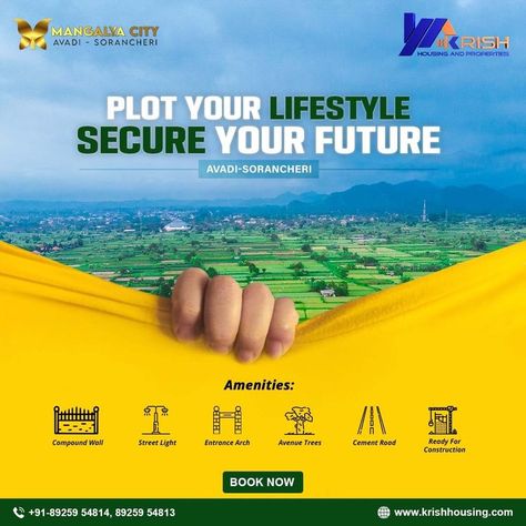 Plot your lifestyle 🏡 & Secure your future 🔒 at Mangalya City in Avadi! Ready for construction plots with compound walls, street lights 🌟 & entrance arch! 🏰 Prime location in Avadi-Sorancheri! 🌆 Invest in a future you deserve! 🌟 Book now! Limited plots available 📞🔑 📞 Book Now: +91 89259 54814 / +91 89259 54813 🌐 Website: www.krishhousing.com #RealEstate #MangalyaCity #Avadi #Sorancheri #LongTermInvestment #KrishHousing #DreamHome #SecureFuture #PropertyInvestment #BuildYourDream Lights Entrance, Land Scaping, Investing In Land, Underground Drainage, Period Kit, Real Estate Marketing Design, Merry Christmas Message, Compound Wall, Photoshop Design Ideas