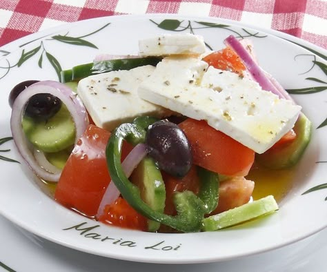 Horiatiki Salata - Village Salad — The Life Of Loi Life Of Loi Recipes, Maria Loi Recipes, Salad Styling, Greek Village Salad, Greek Yogurt Bread, Village Salad, Greek Diet, Yogurt Bread, Greek Village