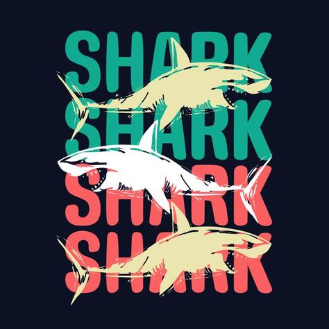 Font Tshirt Design, T Shirt Fonts, Shark Graphic, Placement Print, Tshirt Design Inspiration, Vintage Illustrations, Printing Paper, Cute Cartoon Animals, Beach Kids