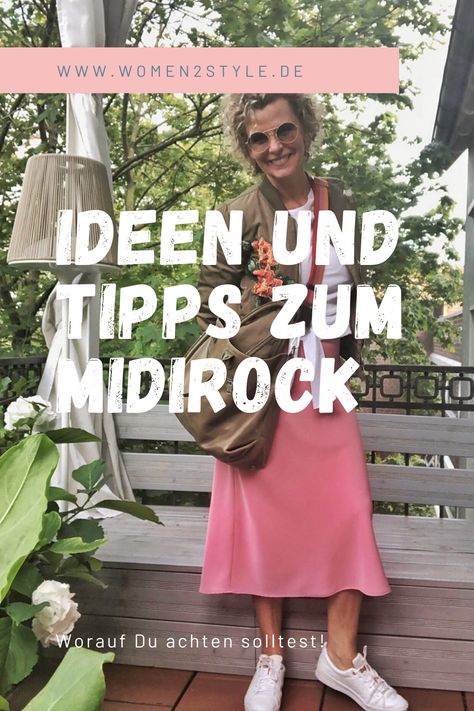 Im Blog teile ich ein paar Gedanken mit Euch zum Thema Midirock. Ich werde immer wieder in meinen Beratungen gefragt, wie man den Midirock kombinieren kann. Ihr findet Anregungen zum überprüfen der eigenen Proportion und natürlich ein paar Stylingvorschläge. #midirock #50plus #ü50 Midi Rock Outfit, Fashion Weeks, Fashion Tips, Beauty