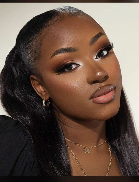 Nice Glam Makeup, Wedding Guest Makeup Black Women, Natural Full Face Makeup, Makeup Inspo Black Women, Natural Soft Glam Makeup Black Women, Nude Makeup Black Women, Full Glam Makeup Looks, Nigerian Makeup, Wedding Guest Makeup Looks