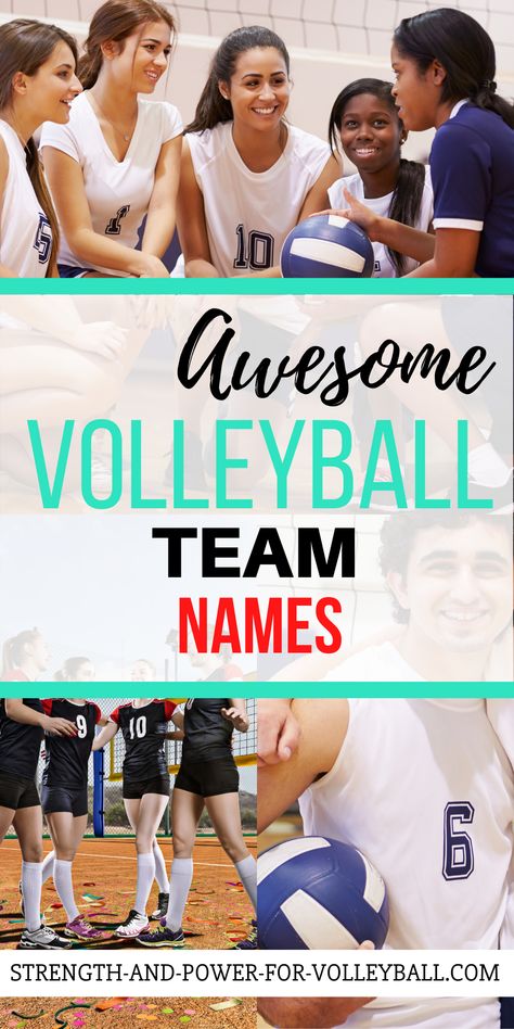 Awesome Volleyball Team Names How To Make The Middle School Volleyball Team, Team Bonding Ideas Volleyball, Team Building Volleyball, Volleyball Team Names Ideas, Funny Volleyball Team Names, Cool Volleyball Team Names, Aau Volleyball, Volleyball Sayings, Volleyball Team Names