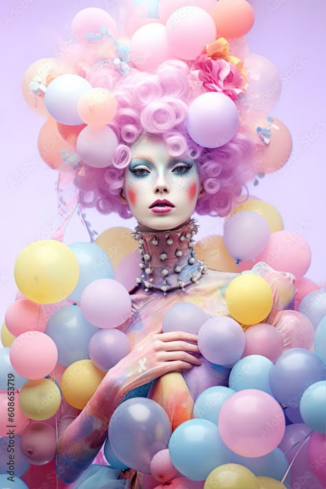 Candy Shoot, Balloon Hair, Candy Outfit, Weird Birds, Candy Makeup, Food Costumes, Candy Hair, Beautiful Angels Pictures, Fantasy Hair