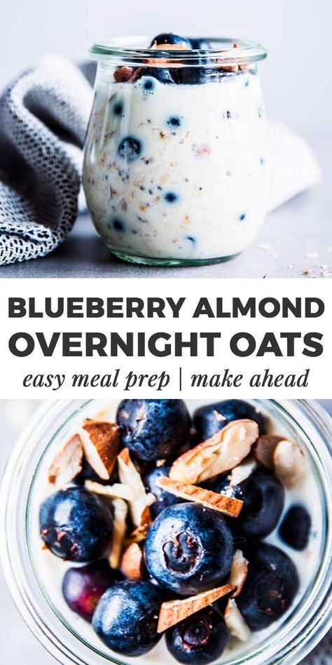 Blueberry Overnight Oats, Overnight Breakfast, Overnight Oats Healthy, Healthy Breakfast Recipes Easy, Breakfast Delicious, Blueberry Recipes, Best Breakfast Recipes, Breakfast Meal Prep, Oats Recipes