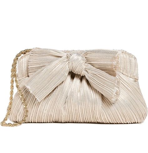 Loeffler Randall Women's Rochelle Mini Pleated Pleated Clutch with Bow Loeffler Randall Bag, Bow Clutch, Embellished Clutch, Orlebar Brown, Clutch Pouch, Pleated Fabric, Loeffler Randall, Gold Branding, Dries Van Noten