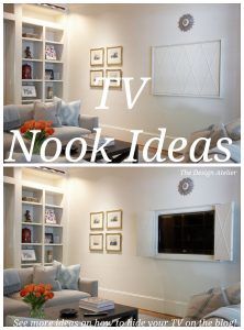 Tv Nooks TV Nook Ideas. How to hide tvs. #TVNooks The Design Atelier Hide Tv In Bedroom, Tv Nook Ideas, Tv In Bedroom Ideas, Nooks Ideas, Tv Niche, Hide Tv, Tv Nook, Hidden Tv, Design Atelier