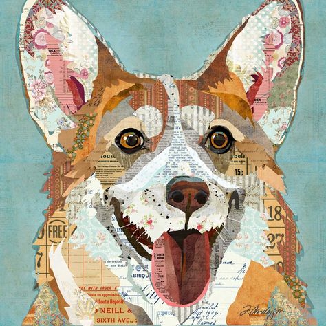 Corgi Portrait, Portrait Collage, Images Vintage, Printing Company, Stupell Industries, Vintage Ephemera, Digital Scrapbook, Vintage Images, Dog Art