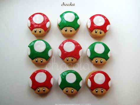 super mario mushroom macaroons! Macaroon Ideas, Macaron Ideas, Super Mario Mushroom, Super Mario Bros Party, Mario Bros Party, Pastry Cake, Base Foods, Mario Mushroom, Macaroons