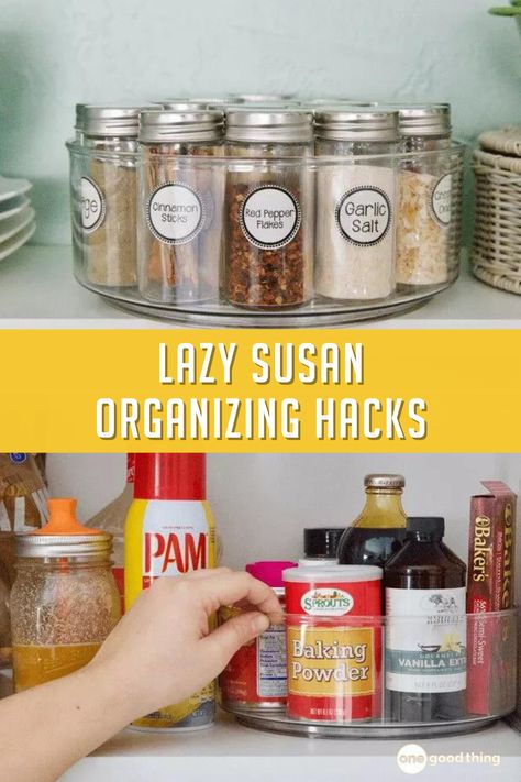 12 simple and helpful uses for a lazy Susan Lazy Susan Storage Ideas, Lazy Susan Hacks, Lazy Susan Uses, Lazy Susan Organization Ideas, Lazy Susan Storage, 2 Tier Lazy Susan, Lazy Susan Kitchen, Diy Lazy Susan, Lazy Susan Organization