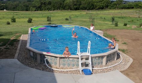 Diy Above Ground Pool Landscaping, Doughboy Pool, Pool Deck Decor, Oval Above Ground Pools, Diy Above Ground Pool, Inground Pool Landscaping, Oval Pool, Cheap Pool, Best Above Ground Pool