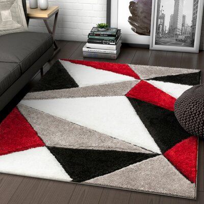 Oversized Pattern, Rug Tufting, Red Triangle, Soft Shag, Red Living, Room Styles, Living Room Red, Red Home Decor, Rug Ideas