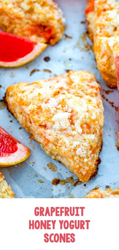 Yogurt Scones Recipe, Yogurt Scones, Grapefruit Dessert, Grapefruit Recipes, Honey Yogurt, Scones Ingredients, Savory Scones, Scones Recipe, Scone Recipe